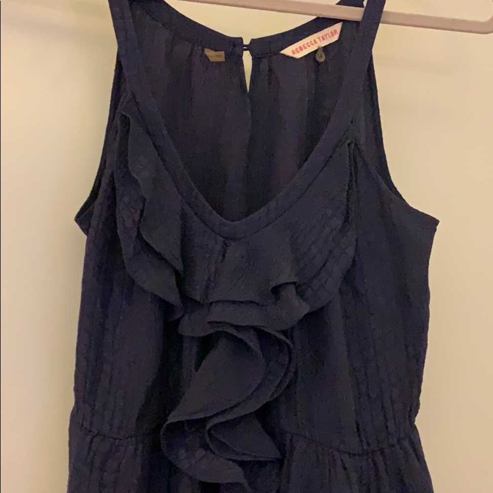 Rebecca Taylor Navy Blue with Ruffle Dress